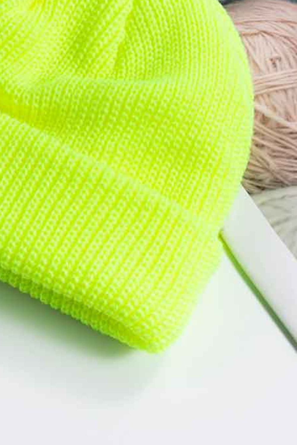 Magenta rib-knit cuff beanie bold color view