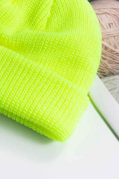 Magenta rib-knit cuff beanie bold color view