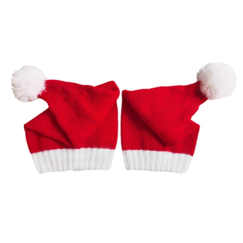 Unisex Family Christmas Pom Pom Knit Hat - White brim profile