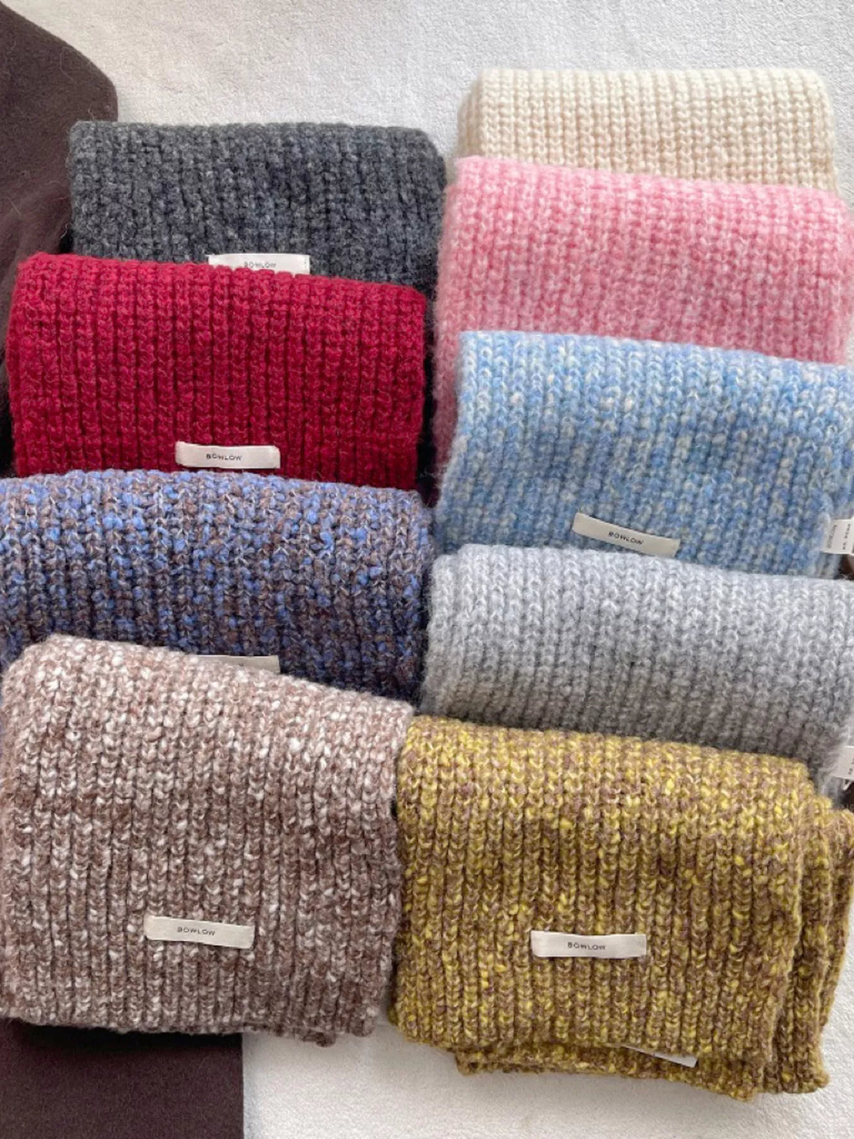 Unisex Cozy Knitted Winter Scarf — 47.2-Inch — assortment of folded textured winter scarves