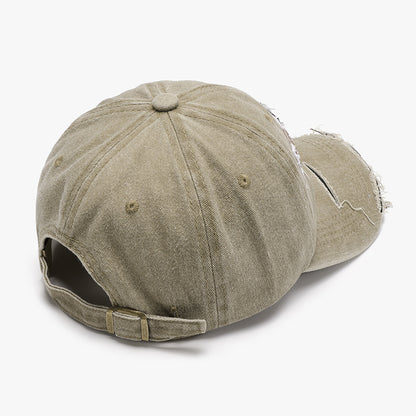 Unisex Black Distressed Embroidered Washed Cotton Baseball Cap color option