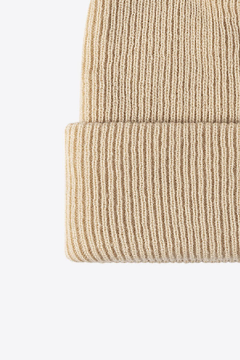 Unisex Beige Warm Winter Knit Beanie knit texture detail photo 27
