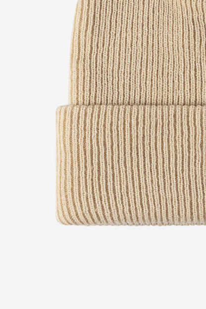 Unisex Beige Warm Winter Knit Beanie knit texture detail photo 27