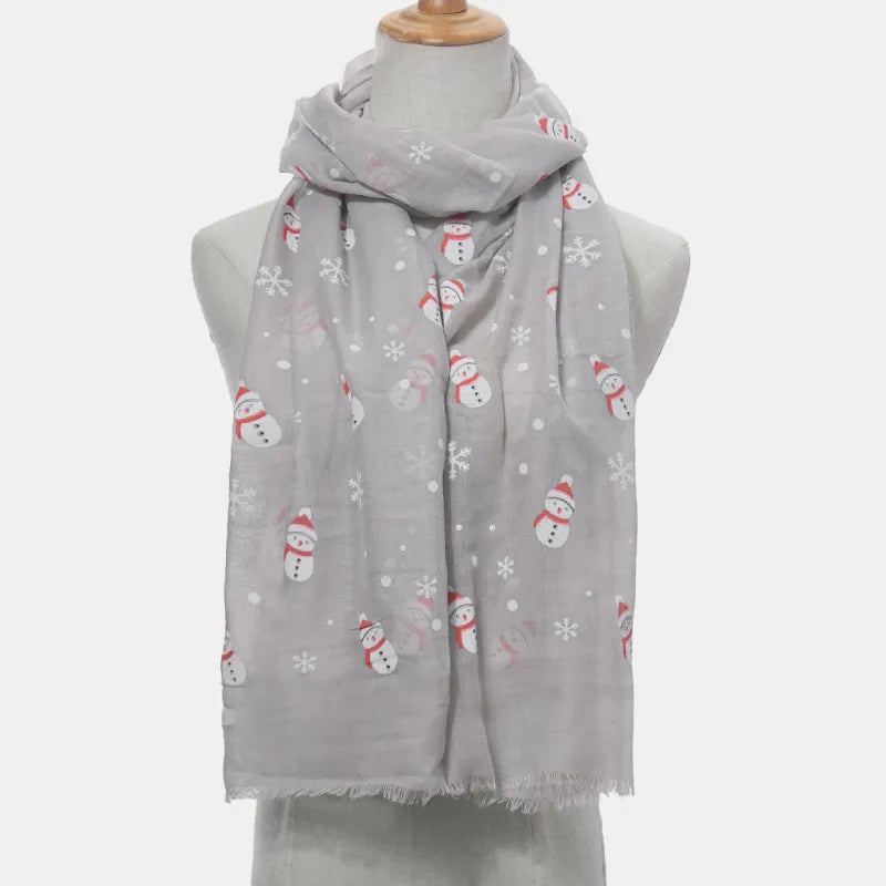 Snowman fringe Christmas scarf - product photo 2