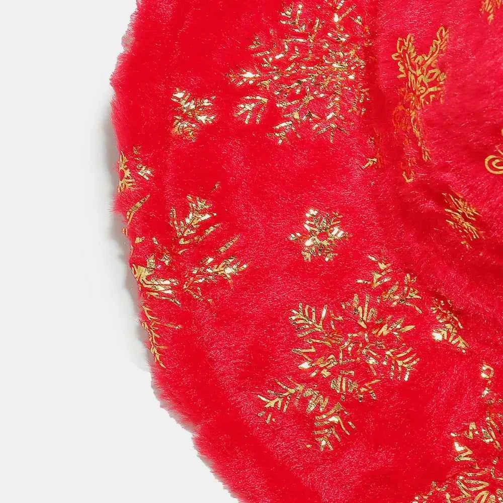 Snowflake pattern fuzzy hat soft texture close-up