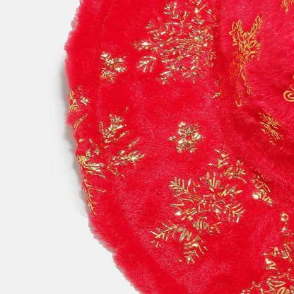 Snowflake pattern fuzzy hat soft texture close-up