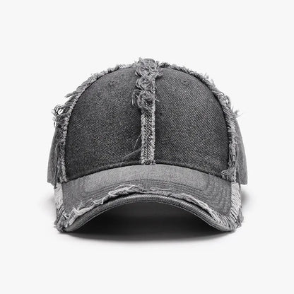 Cotton raw hem cap everyday streetwear angle