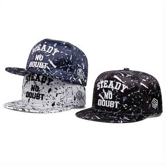 Black Steady No Doubt splatter snapback front view
