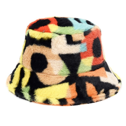 Unisex faux fur animal print bucket hat - product photo 1