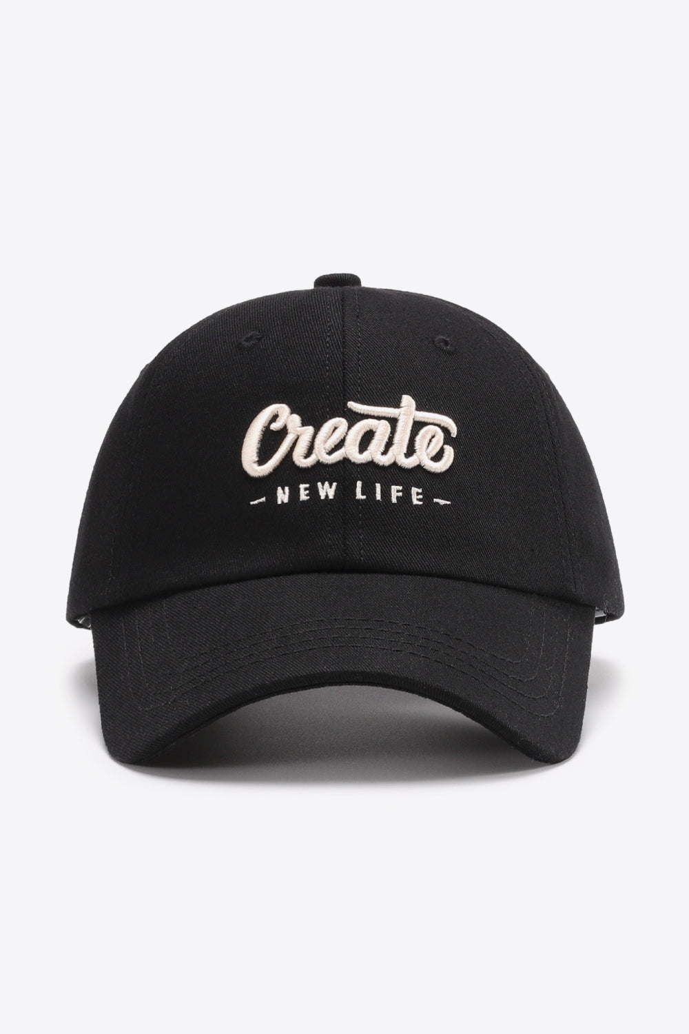 Structured cotton cap brim stitching close-up