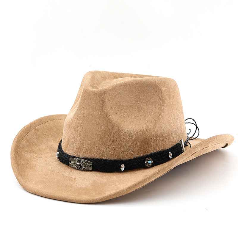 Unisex Studded Faux Suede Western Cowboy Hat