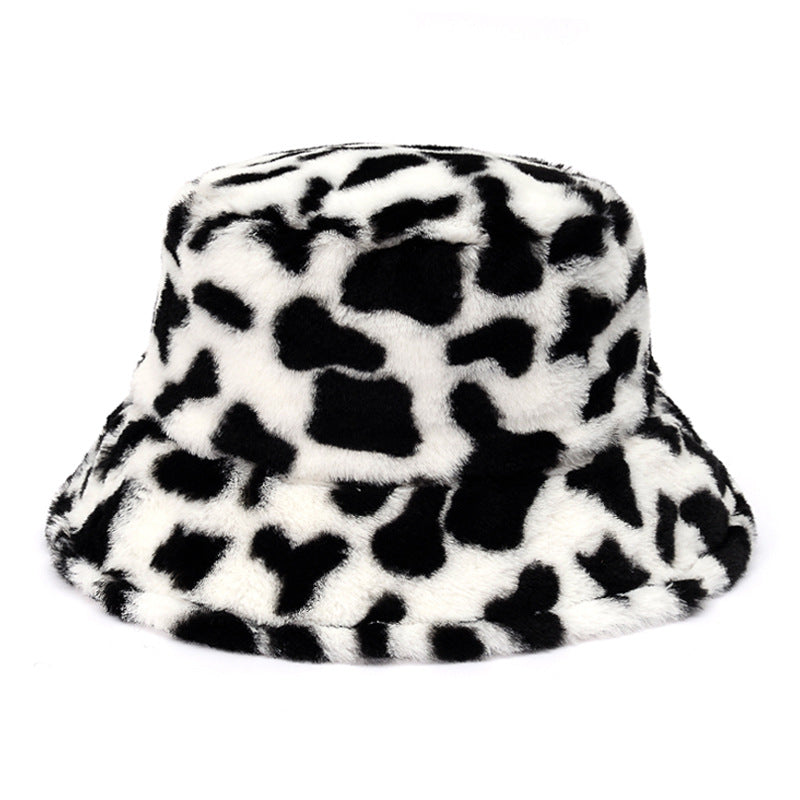 Unisex faux fur animal print bucket hat - product photo 3