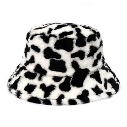 Unisex faux fur animal print bucket hat - product photo 3
