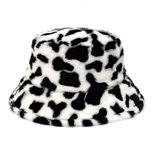 Unisex faux fur animal print bucket hat - product photo 3