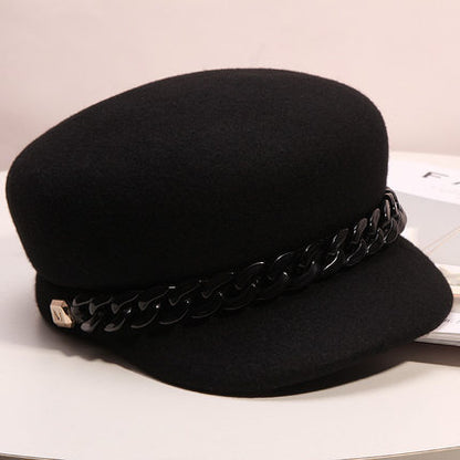 Adjustable women's wool newsboy cap rear view
