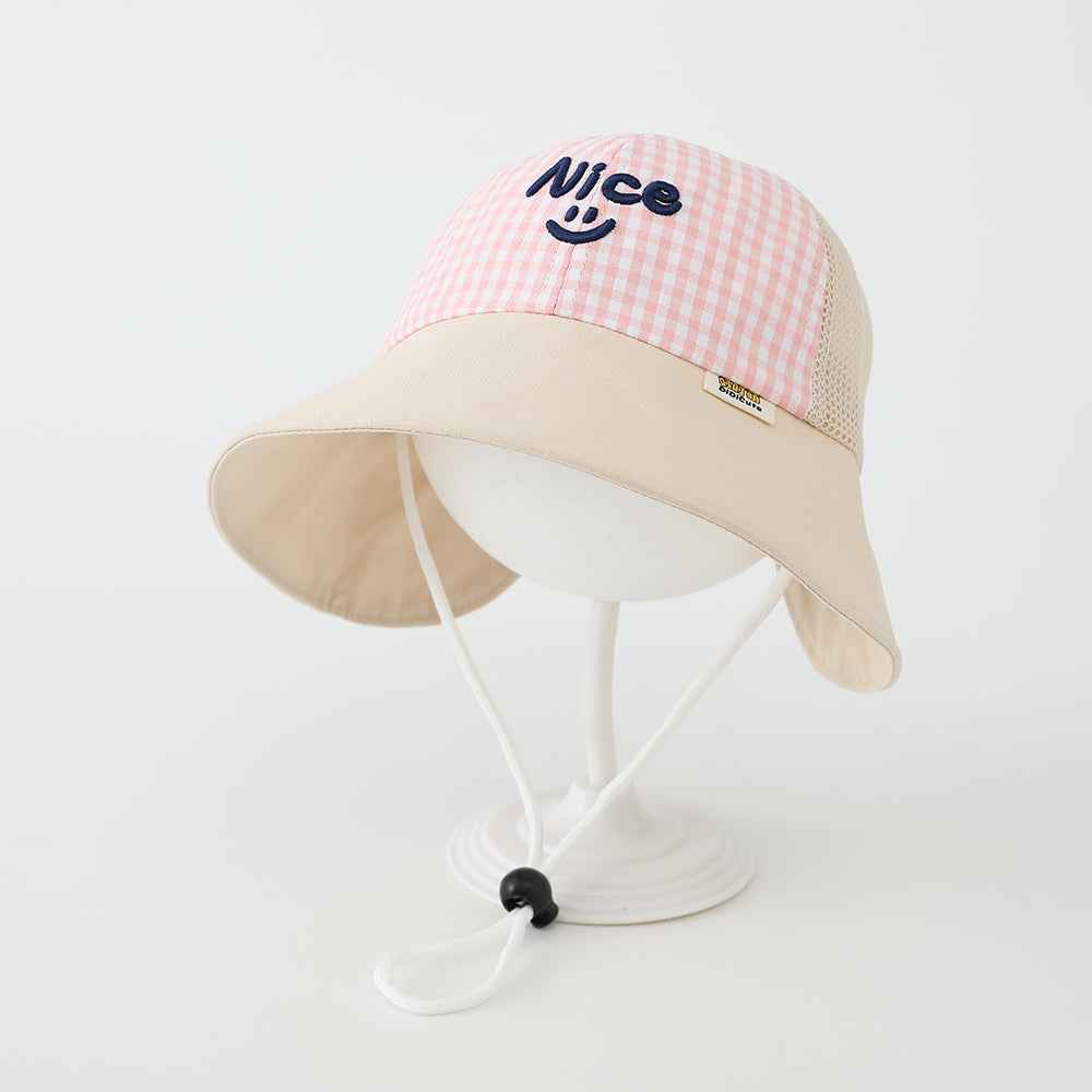 Kids Embroidered Gingham Bucket Hats