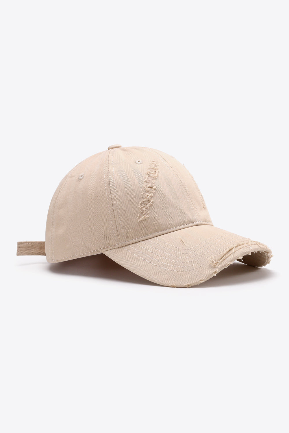 Cotton distressed cap everyday outfit detail
