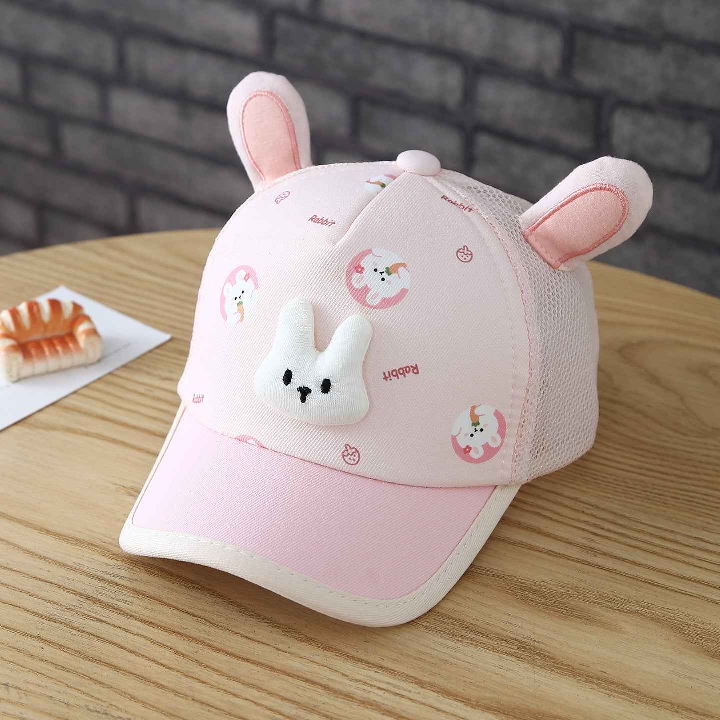 Green kids embroidered baseball cap crown detail