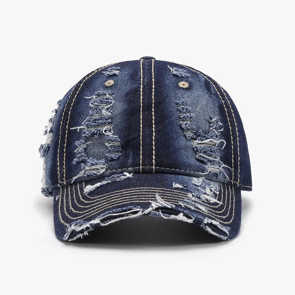 Distressed adjustable cotton baseball cap product photo