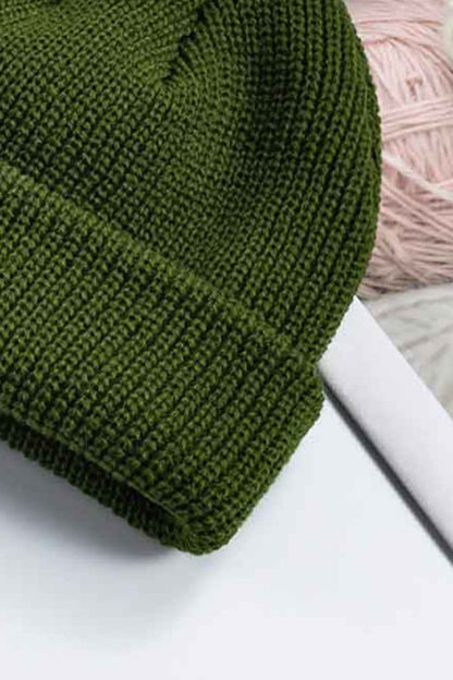 Mustard acrylic winter beanie side detail