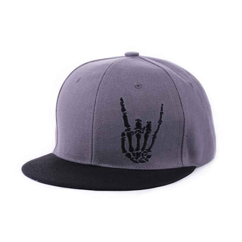 Gray adjustable skeleton graphic snapback