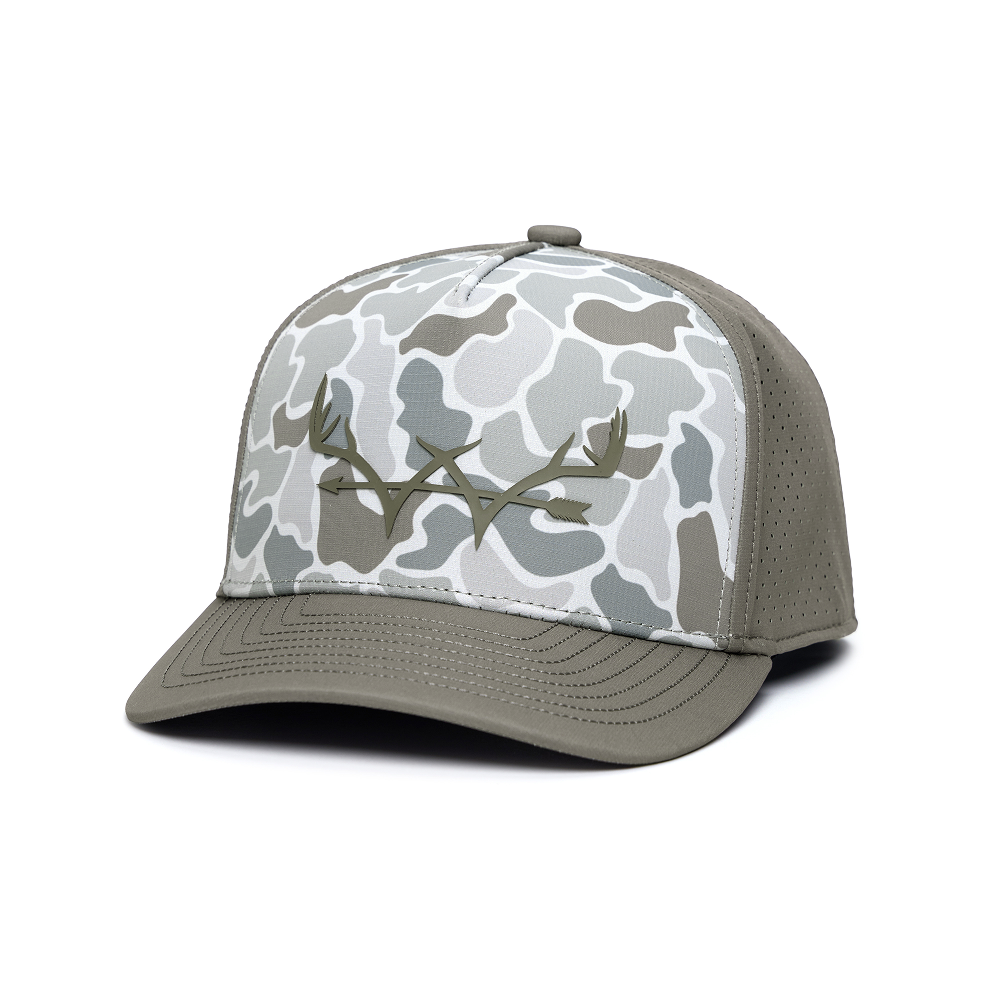 Webb Western Flyway cap, angled front showing the crown design and brim