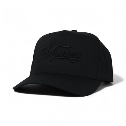 The Mad Hatter Company Mommy Snapback Hat, all-black cap with tonal Mommy embroidery