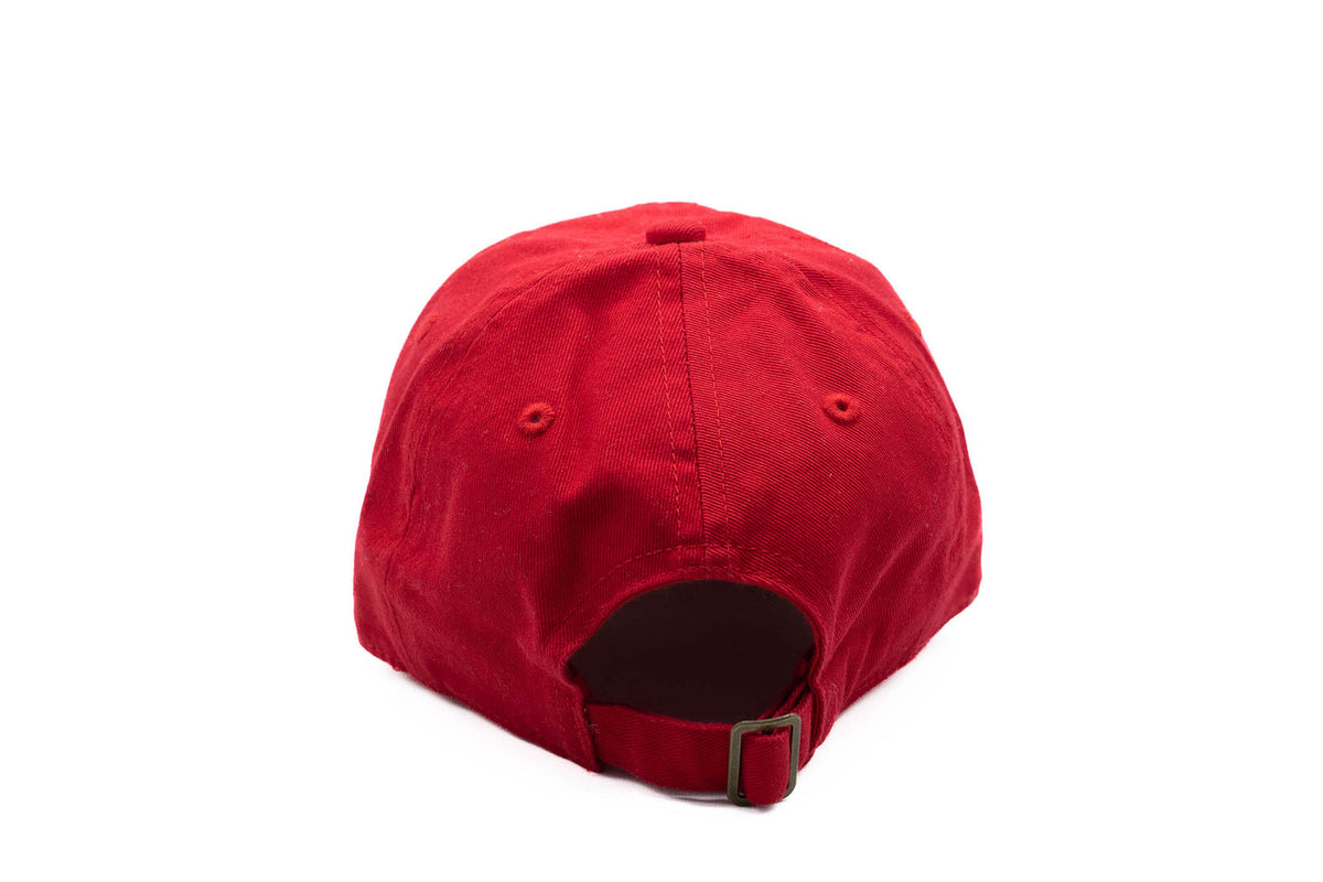 Rey To Z rear view of the Red cap and metal buckle