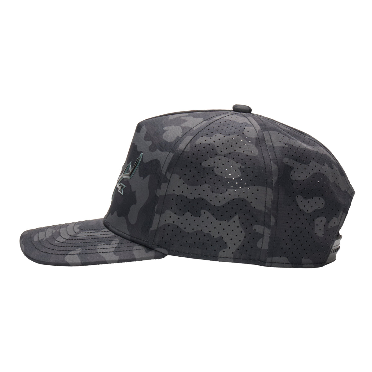 Webb Western Midnight Camo cap, opposite side showing the perforated panels