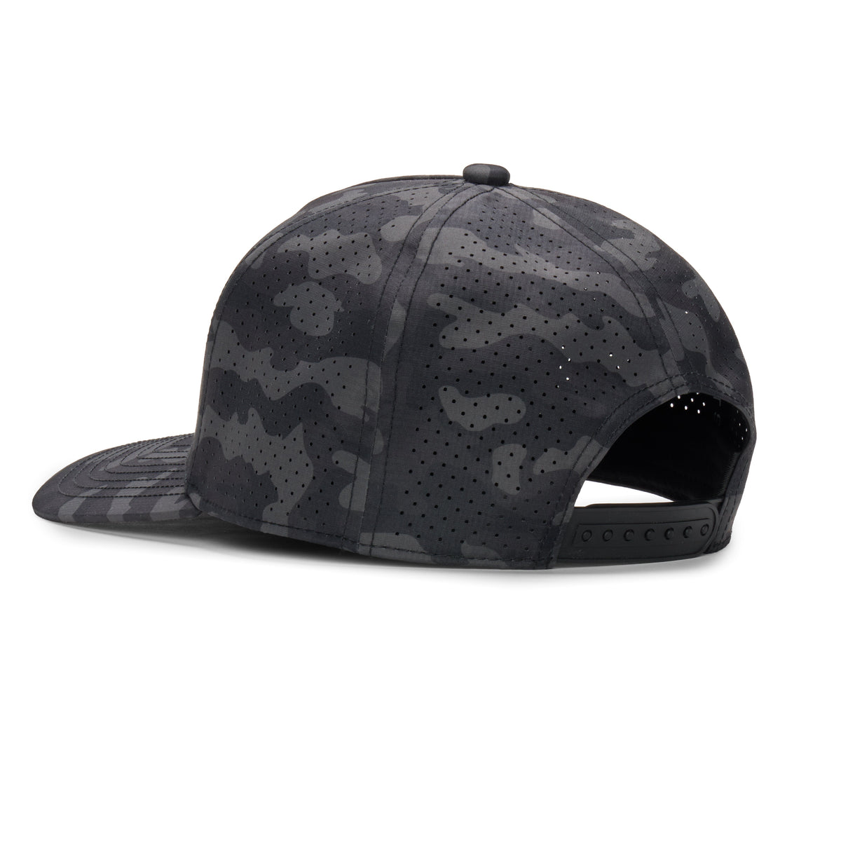 Webb Western Midnight Camo cap, rear angle showing the adjustable snapback closure