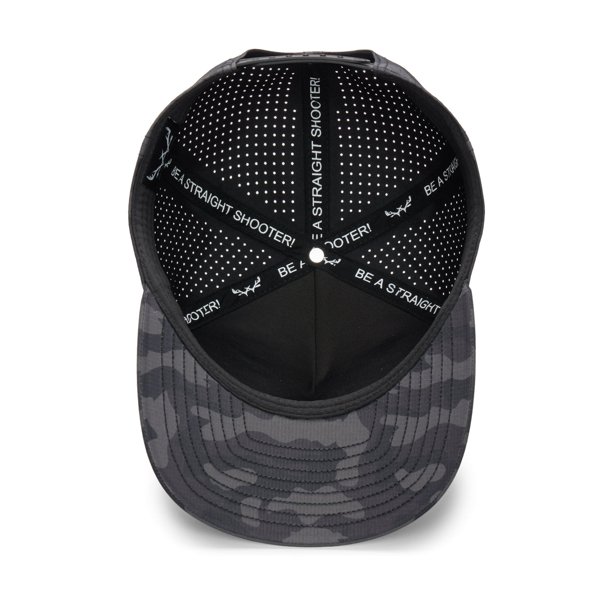 Webb Western Midnight Camo cap, interior view showing the sweatband and crown seams